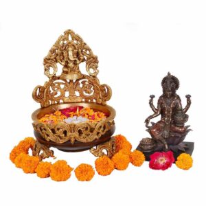 Laxmi with Flotin Diya Pot